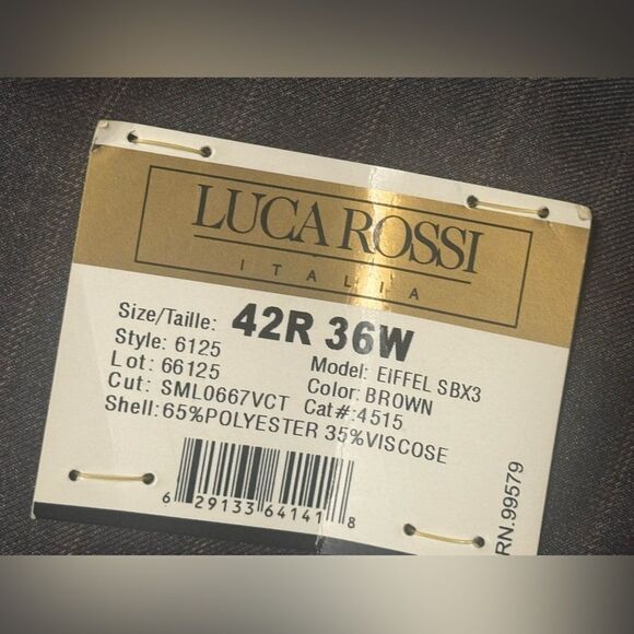 NWT LUCA ROSSI BROWN Effiel pin striped 3 button sports coat blazer size 42r - Picture 5 of 7